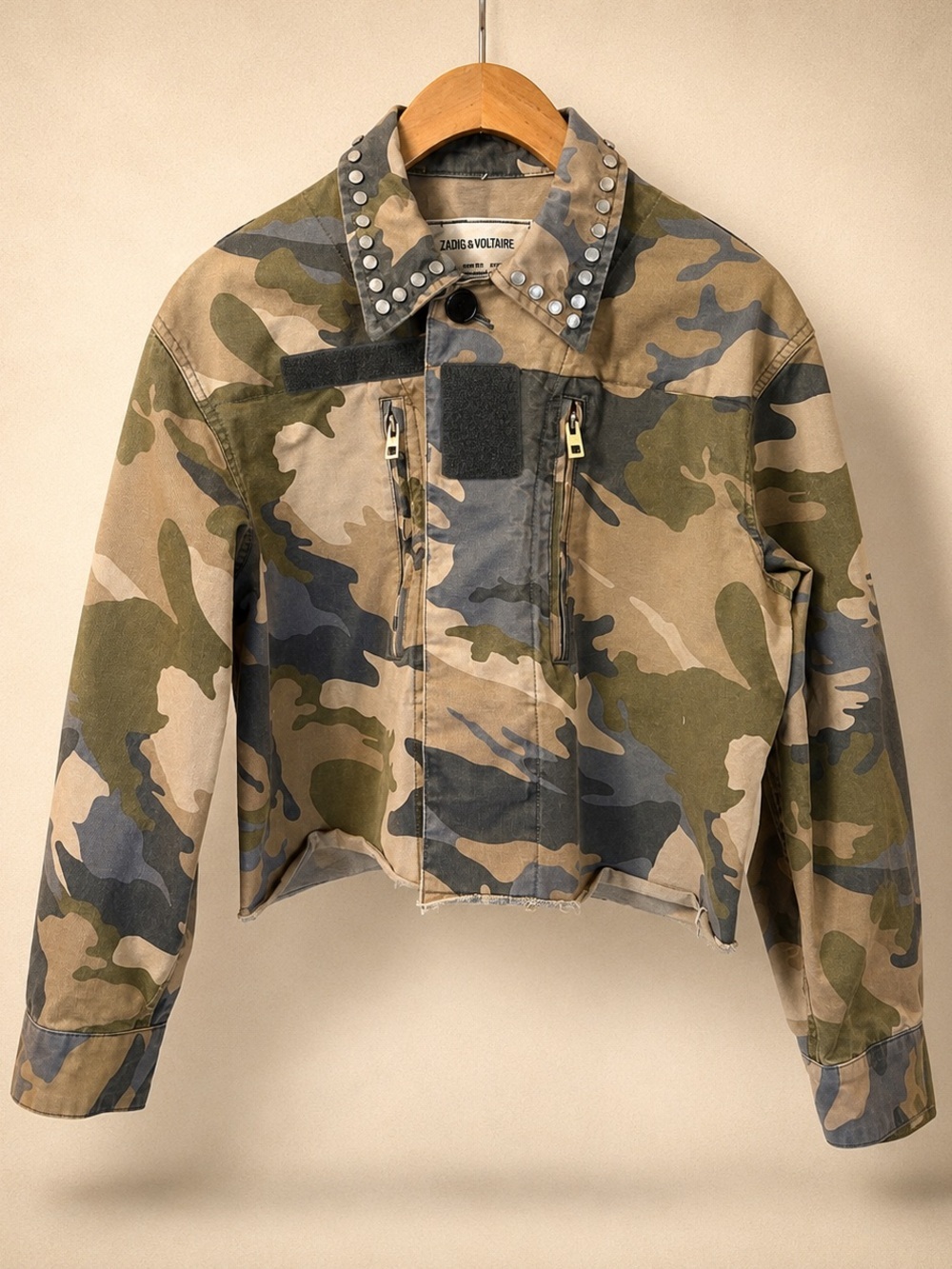 ZADIG & VOLTAIRE Studded Camo Cropped Utility Jacket XS